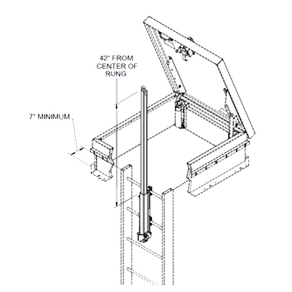 Ladder Safety Post for Roof Hatch - 42" - Steel, Galvanized - BSPG
