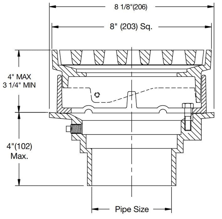 Watts - RD-200-CP - Roof Drain w/ 8 in. x 8 in. Promenade Top