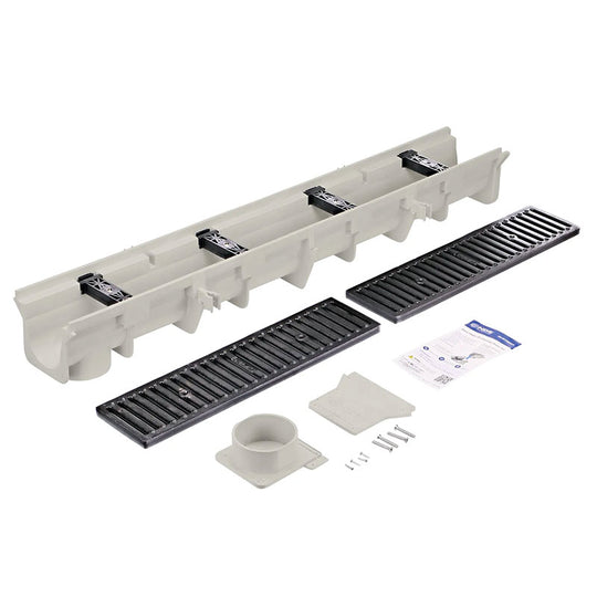 Driveway Drain Kit - Commercial Grade - H20 Load Rating - Iron Grate - 48