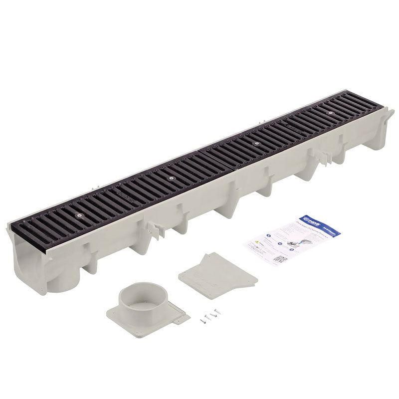 Trench Drain Kit - Commercial Grade - H20 Load Rating - Iron Grates - 48