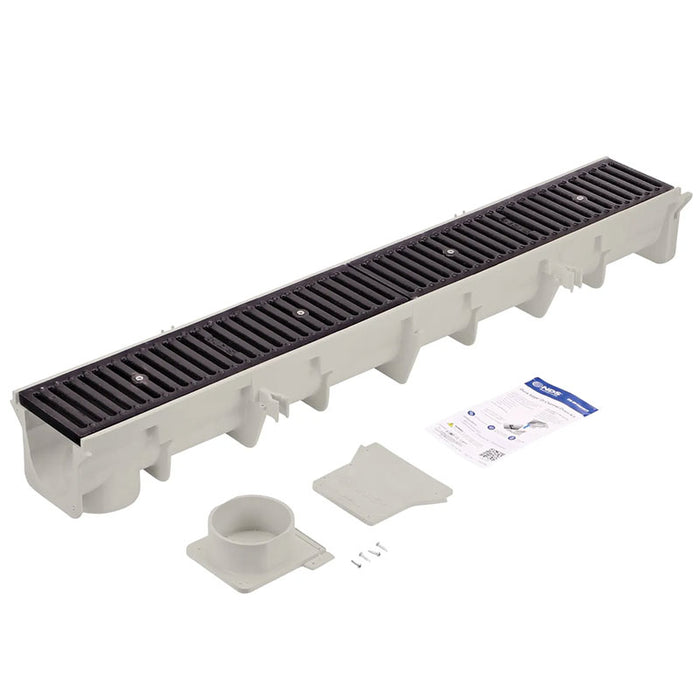 Trench Drain Kit - Commercial Grade - H20 Load Rating - Iron Grates - 48" Long Channel