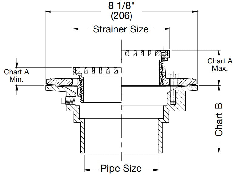 Watts - FD-100-B - Floor Drain with Round Heavy Duty Strainer