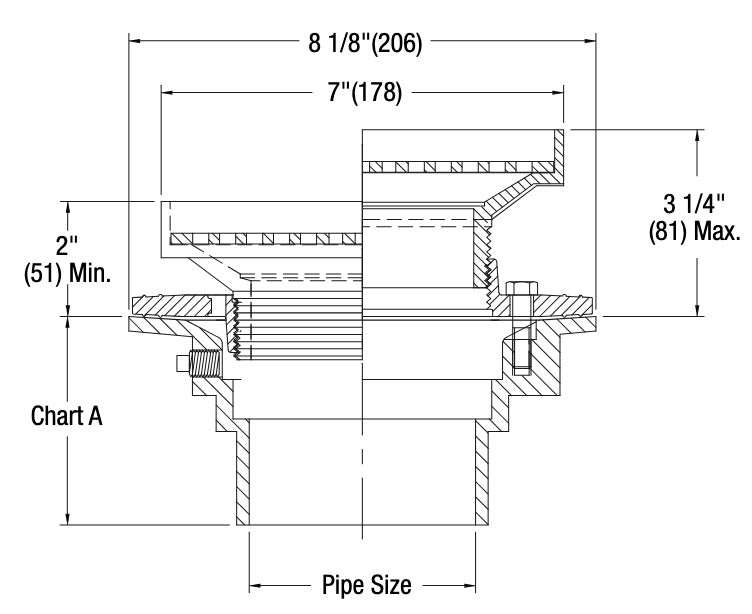 Watts - FD-1100-ER - Floor Drain with Stainless Steel Extended Rim Strainer