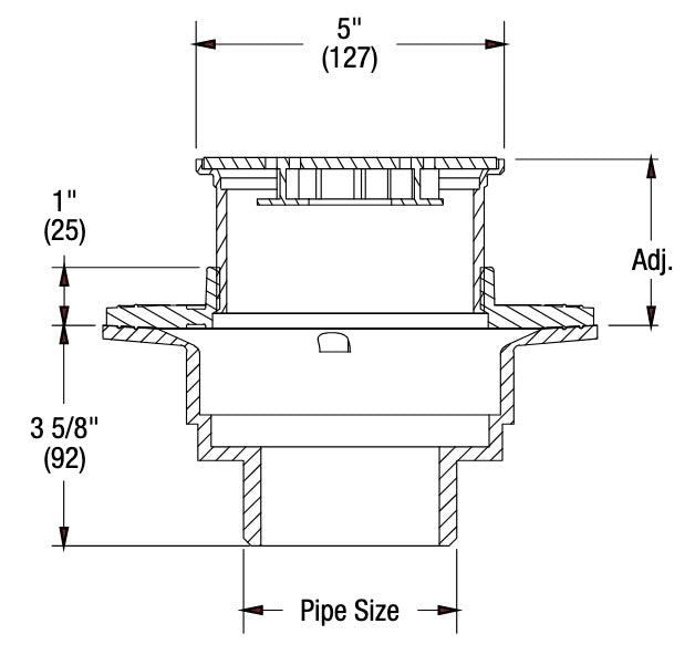 Watts - FD-1100-M-LR - Floor Drain with Ligature Resistant Square Stainless Steel Strainer