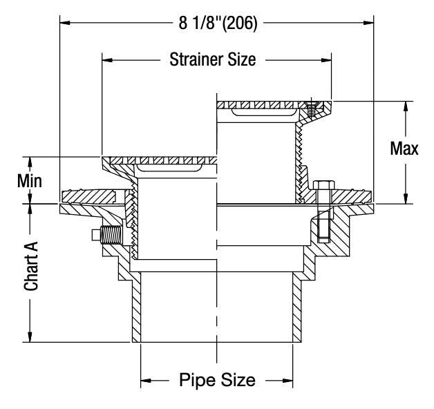 Watts - FD-1100-M - Floor Drain with Square Stainless Steel Strainer
