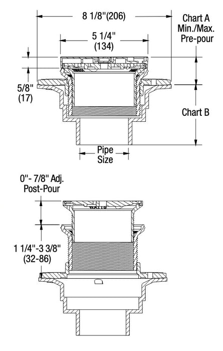 Watts - FD-1190-PR - Cast Iron Adjustable Floor Drain with Integrated Level
