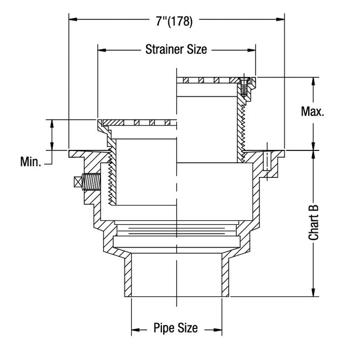 Watts - FD-1200-A - Floor Drain with Round Stainless Steel Strainer