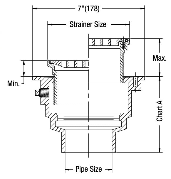 Watts - FD-1200-B - Floor Drain with Round Heavy Duty Stainless Steel Strainer