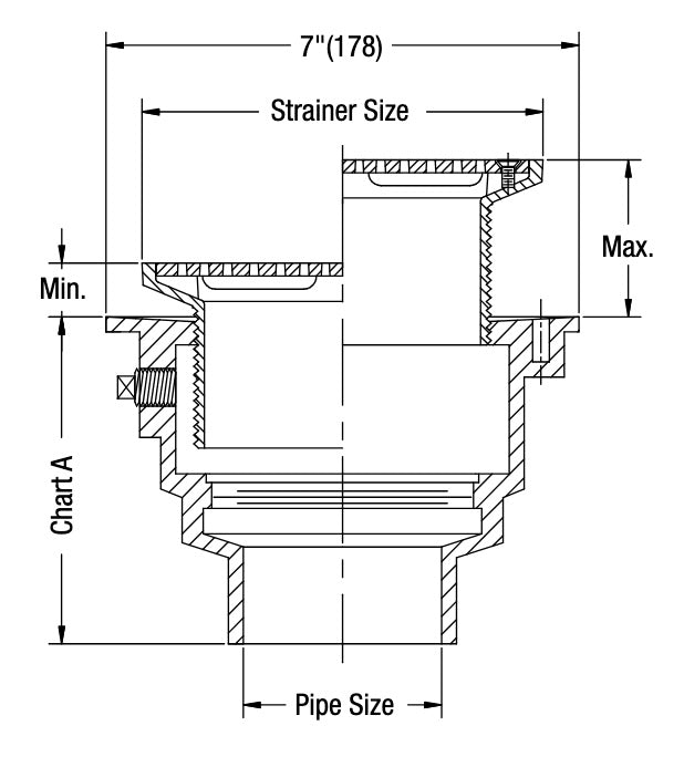 Watts - FD-1200-M - Floor Drain with Square Stainless Steel Strainer