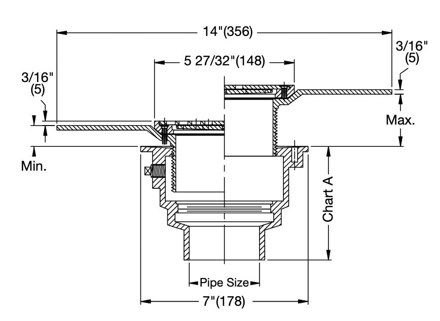 Watts - FD-200-H - Floor Drain with Elastomeric Flange