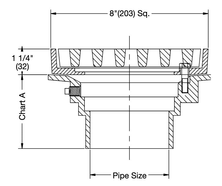 Watts - FD-330-Y - Area Drain with 8 in. x 8 in. Fixed Top