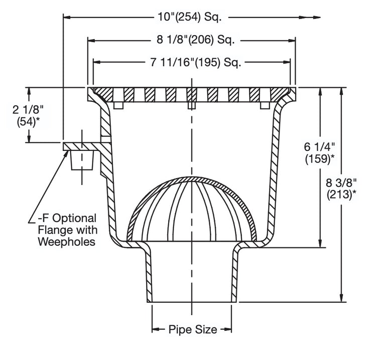 Watts - FS-710 - 8 in. Square x 6 in. Deep Sanitary Floor Sink