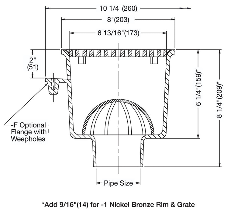 Watts - FS-720 - 8 in. Round x 6 in. Deep Sanitary Floor Sink