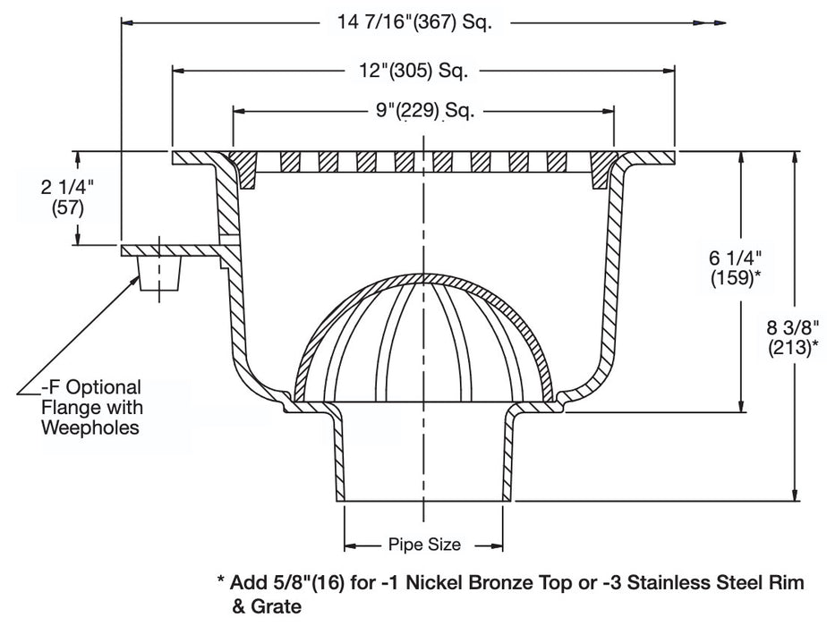 Watts - FS-730 - 12 in. Square x 6 in. Deep Sanitary Floor Sink