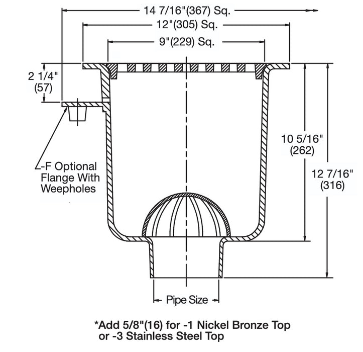 Watts - FS-750 - 12 in. Square x 10 in. Deep Sanitary Floor Sink