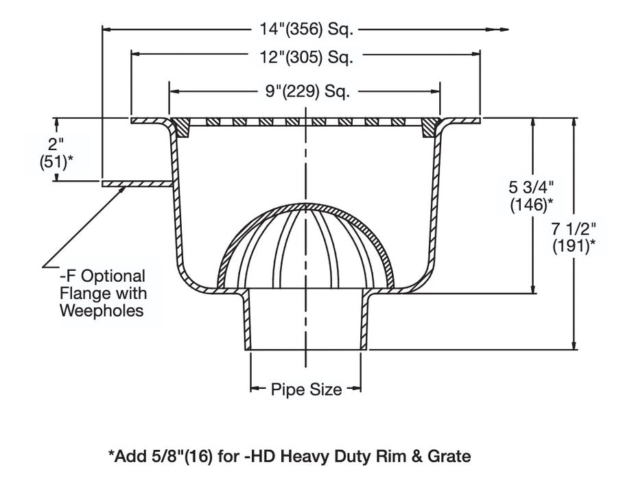 Watts - FS-780 - 12 in. Square x 6 in. Deep Stainless Steel Sanitary Floor Sink
