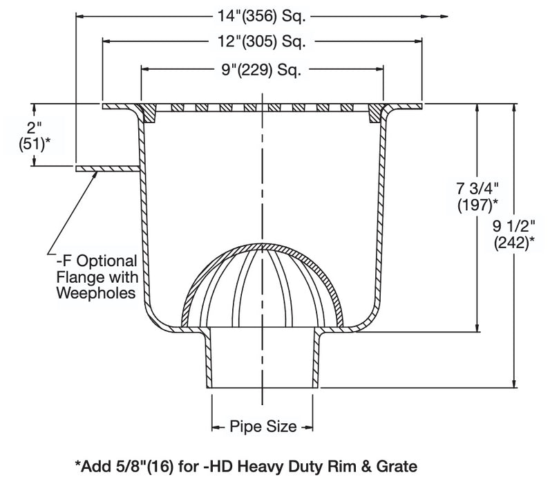 Watts - FS-790 - 12 in. Square x 8 in. Deep Stainless Steel Sanitary Floor Sink