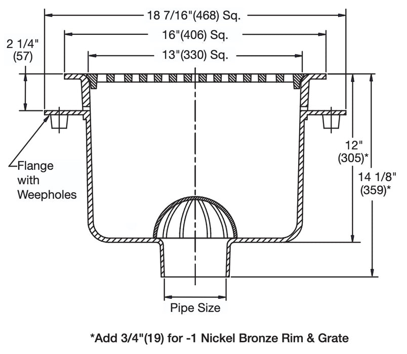 Watts - FS-850 - 16 in. Square x 12 in. Deep Sanitary Floor Sink