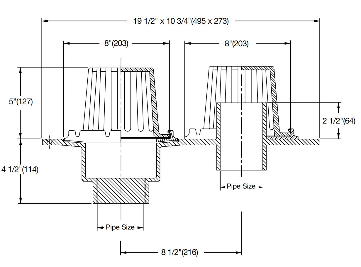 Watts - RD-250 - One-Piece Combination Roof Drain & Secondary Overflow ...