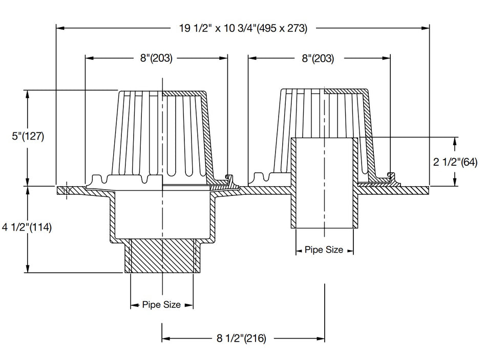 Watts - RD-250 - One-Piece Combination Roof Drain & Secondary Overflow