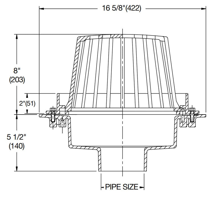 Overflow Rood Watts - RD-300-R - Overflow Roof Drain with 2 in. External Water Dam ...