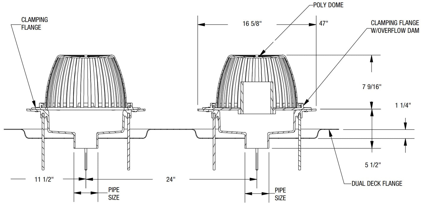 Overflow Rood Watts - RD-350-F2 - Combination Primary and Overflow Roof Drain ...
