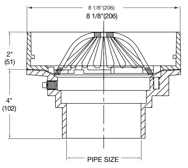 Watts - RD-410 - 8 in. Diameter Deck Receptor Drain