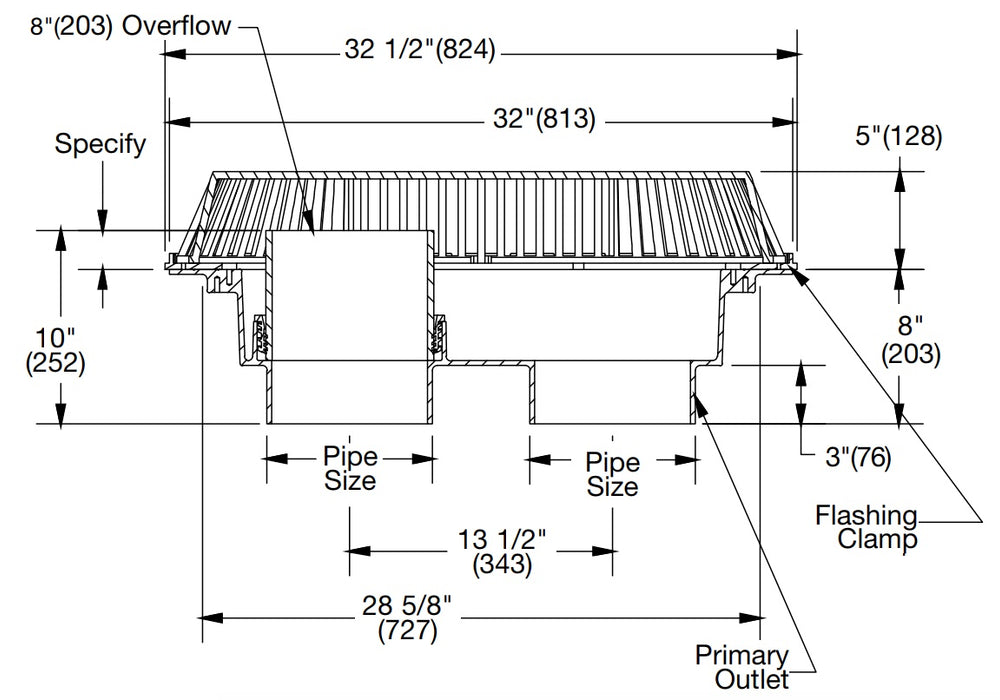 Watts - RD-800 - Dual Outlet Large Capacity Roof Drain/Overflow