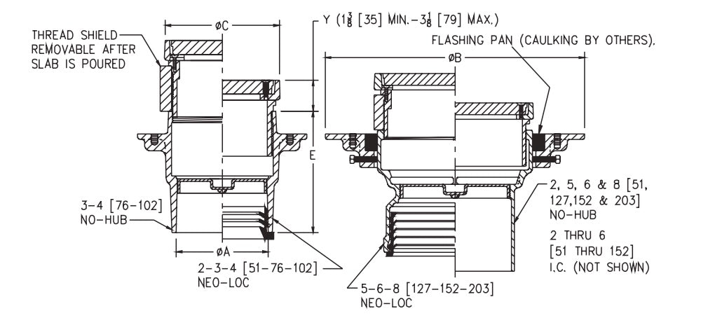 Zurn Z1400-K - “Level-Trol” Adjustable Floor Cleanout with Anchor Flange