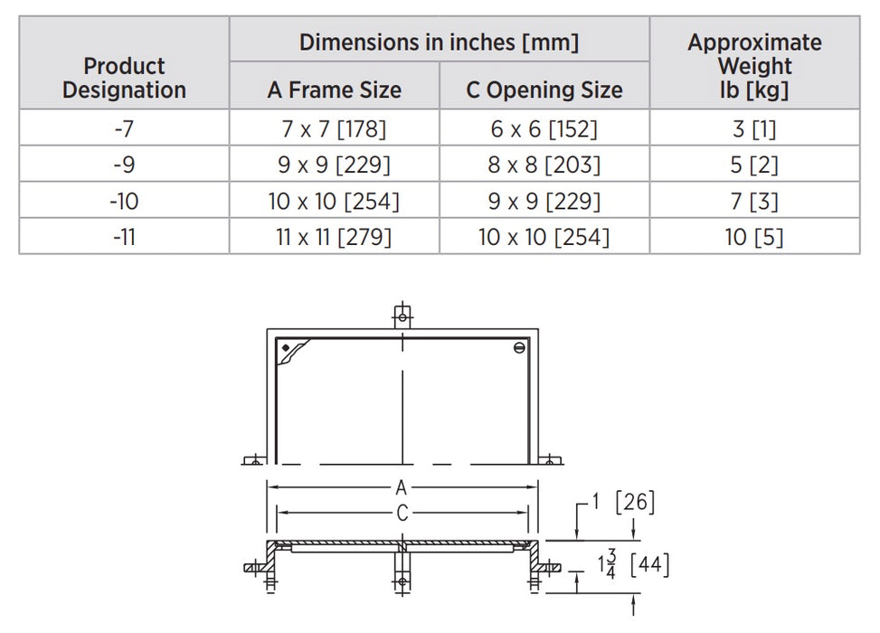 Zurn Z1460 - Square Wall Access Cover
