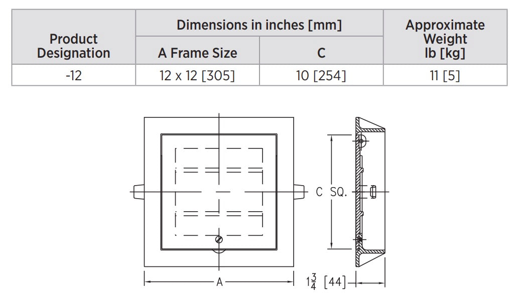 Zurn Z1461 - Square Hinged Access Panel