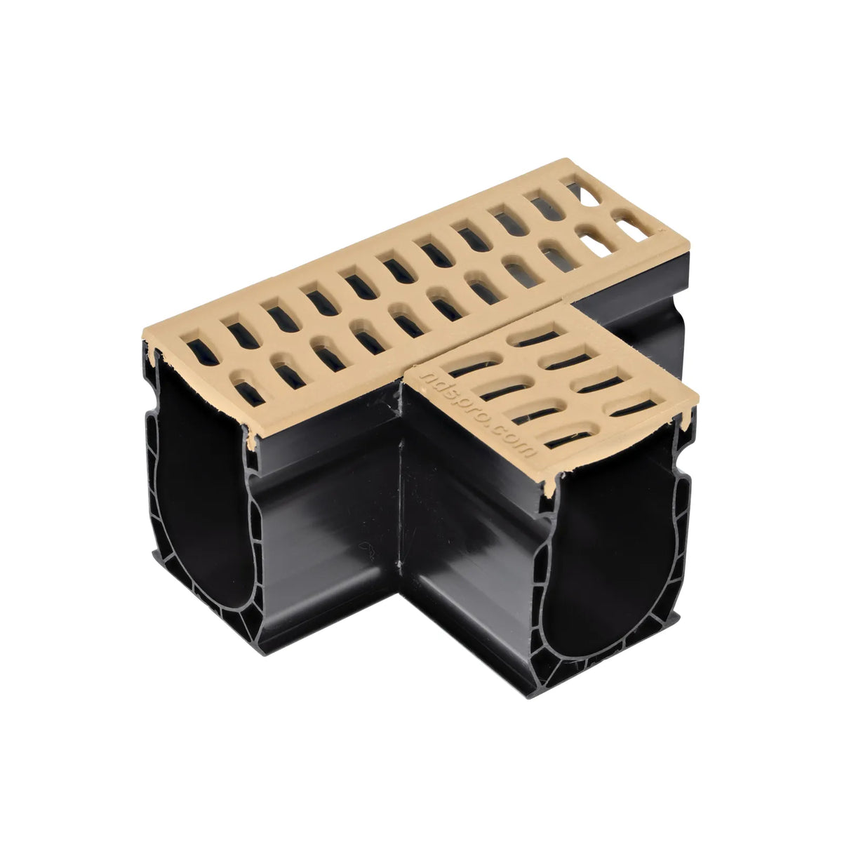 Slim Channel™ Drain Tee and Grate, Sand Plastic — Mainline Materials