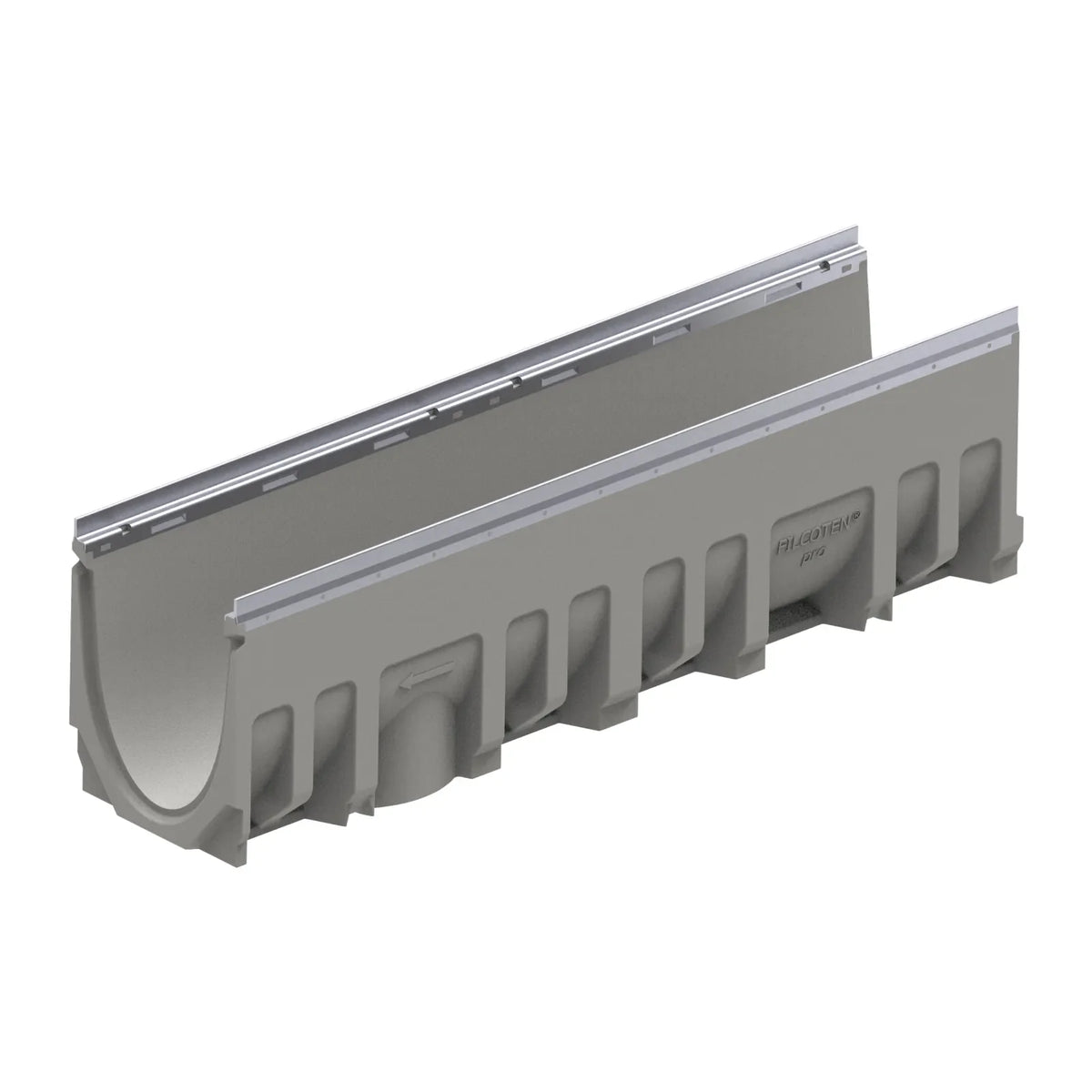 BG-FILCOTEN® pro V 200 Trench Drain with Galvanized Steel Rails, 11.22 ...