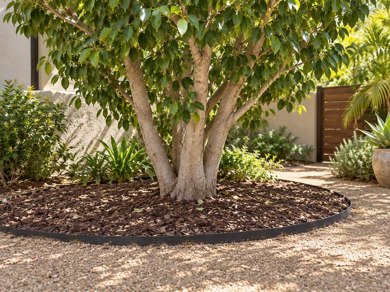 Ficus Tree in Courtyard with Barrier