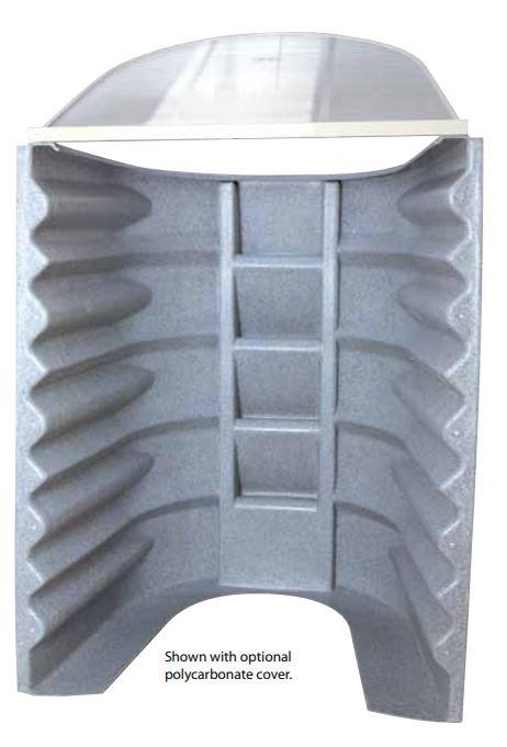Wellcraft 2062 egress window well, granite gray color with a well cover shown on top