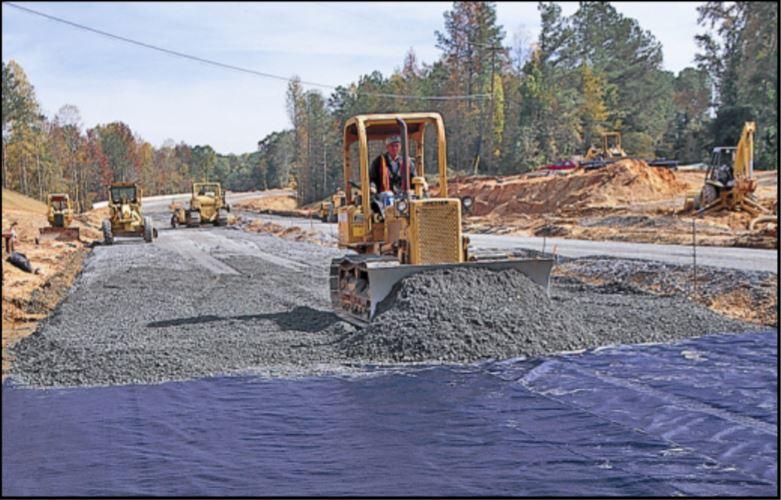 Carthage Mills FX-570MF woven fabric installed under gravel road