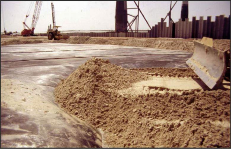 Carthage Mills Woven Fabric installed under dirt at jobsite