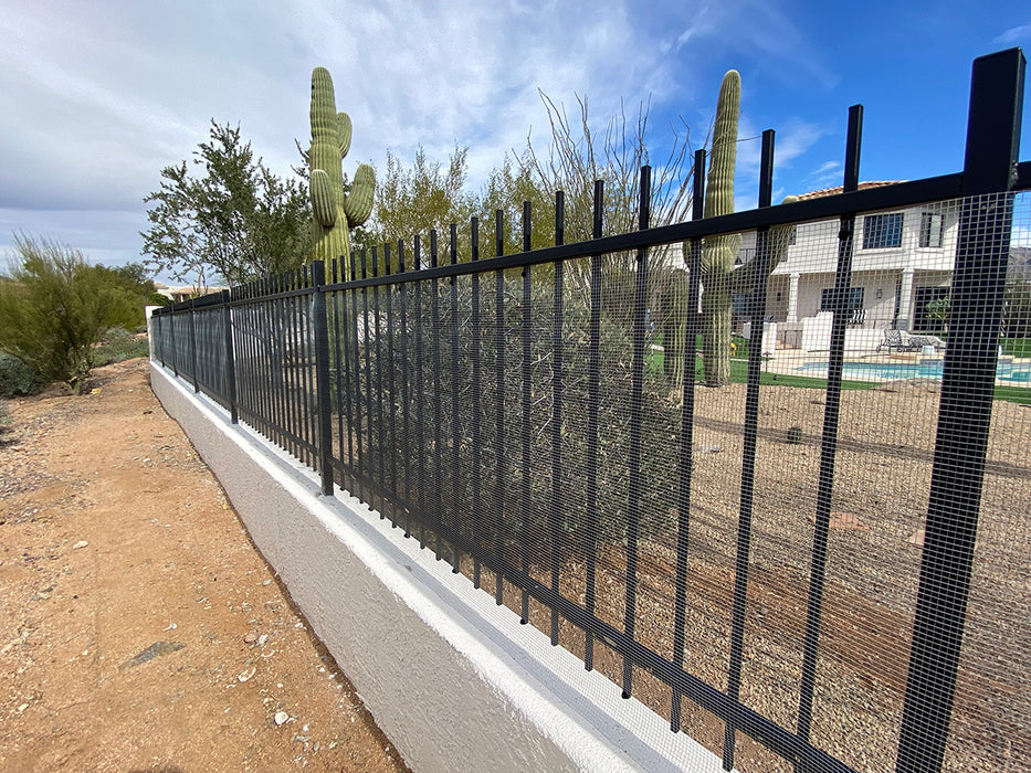 Rattlesnake fencing installed on a metal fence